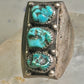 Long Navajo ring Heavy turquoise band vintage sterling silver size 10.75 women men