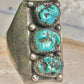 Long Navajo ring Heavy turquoise band vintage sterling silver size 10.75 women men