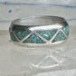 Vintage Zuni Triangle Turquoise Chip Inlay Sterling Silver Band Ring - Size 7.5 925