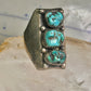 Long Navajo ring Heavy turquoise band vintage sterling silver size 10.75 women men