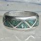 Vintage Zuni Triangle Turquoise Chip Inlay Sterling Silver Band Ring - Size 7.5 925