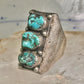 Long Navajo ring Heavy turquoise band vintage sterling silver size 10.75 women men
