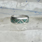 Vintage Zuni Triangle Turquoise Chip Inlay Sterling Silver Band Ring - Size 7.5 925