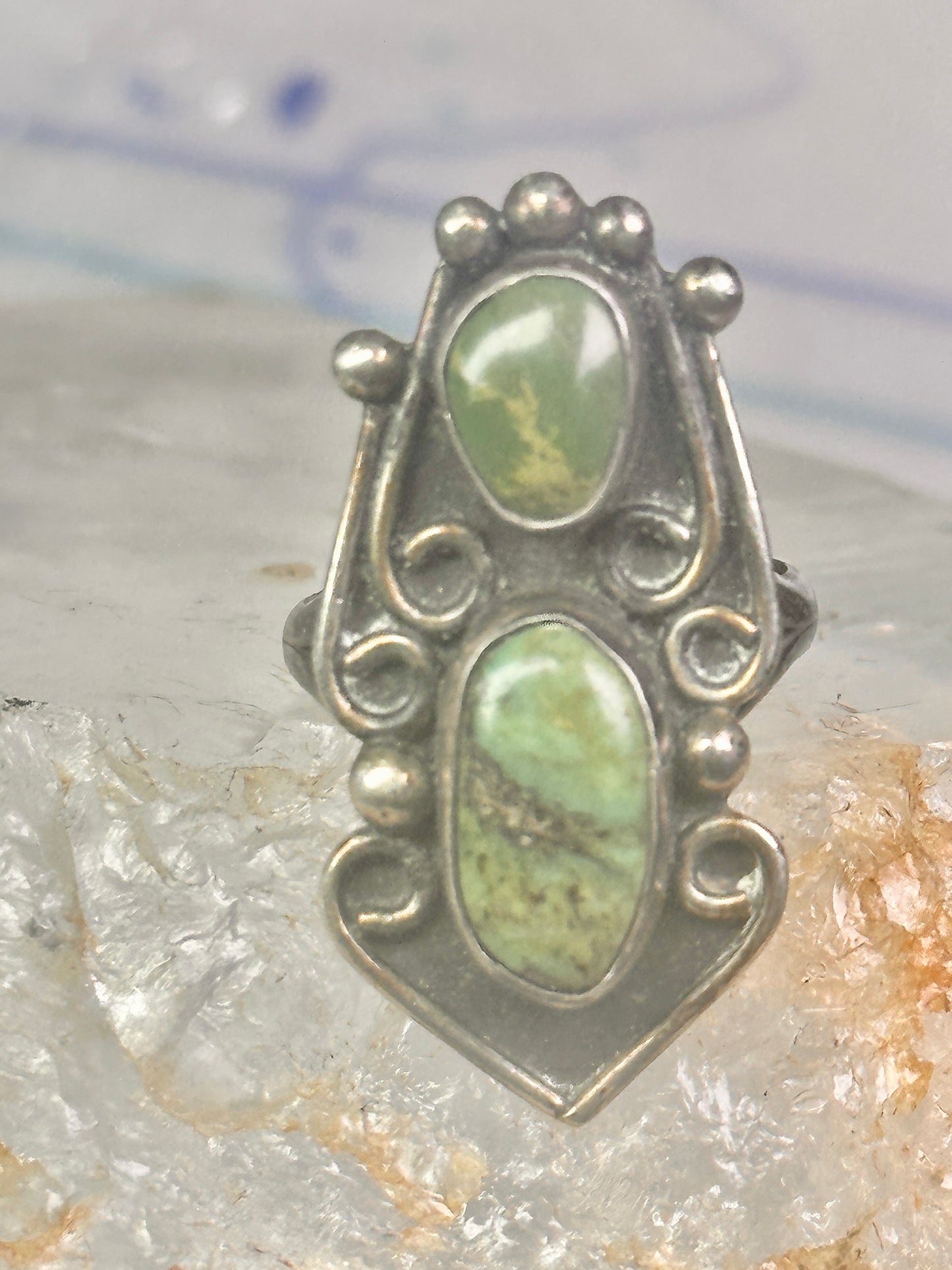 Navajo Ring green turquoise size 5.5 sterling silver women girls