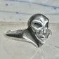 Vintage Signed Alien Sci-Fi Face Sterling Silver Band Ring - Size 4.5 925