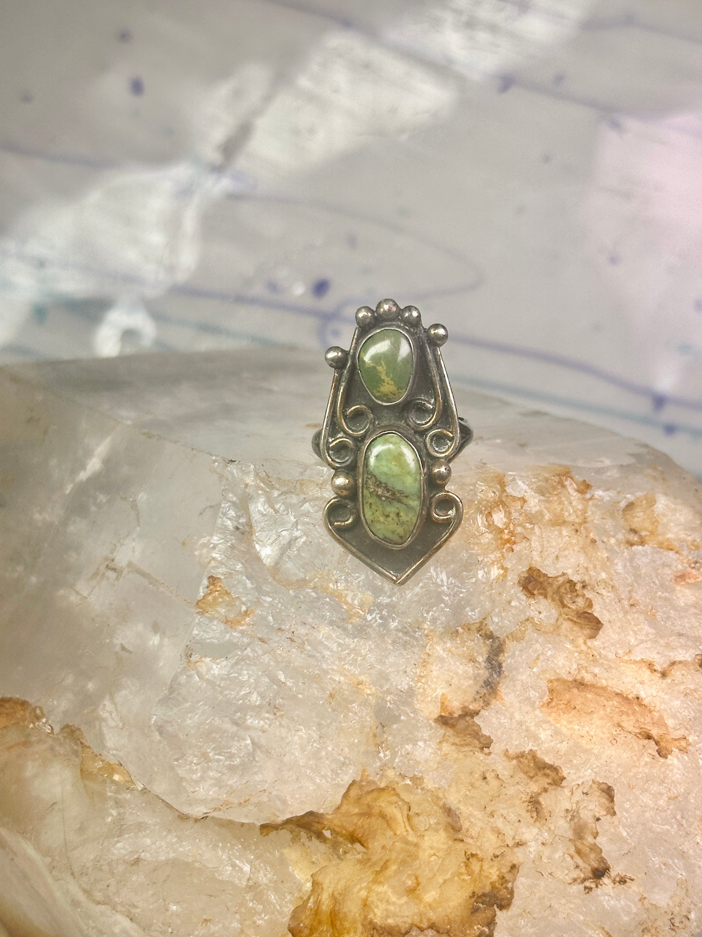 Navajo Ring green turquoise size 5.5 sterling silver women girls