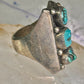 Long Navajo ring Heavy turquoise band vintage sterling silver size 10.75 women men