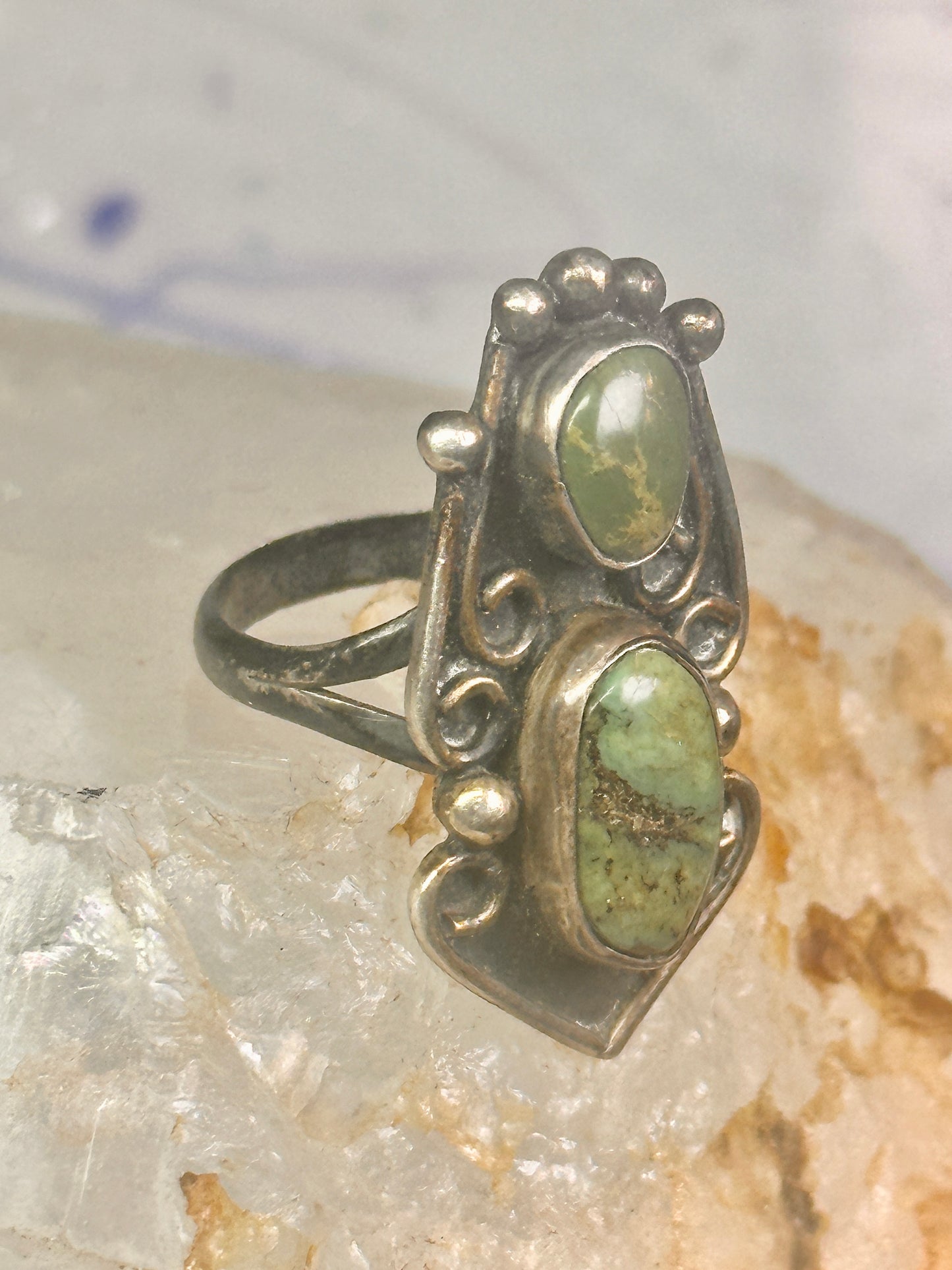Navajo Ring green turquoise size 5.5 sterling silver women girls