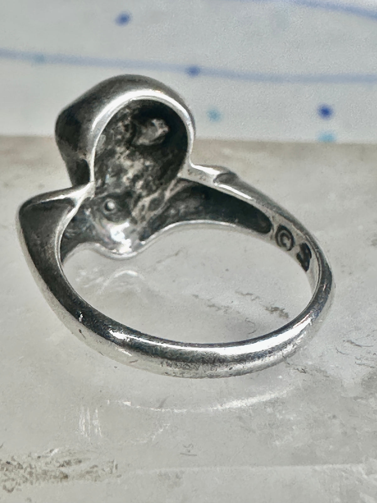 Vintage Signed Alien Sci-Fi Face Sterling Silver Band Ring - Size 4.5 925
