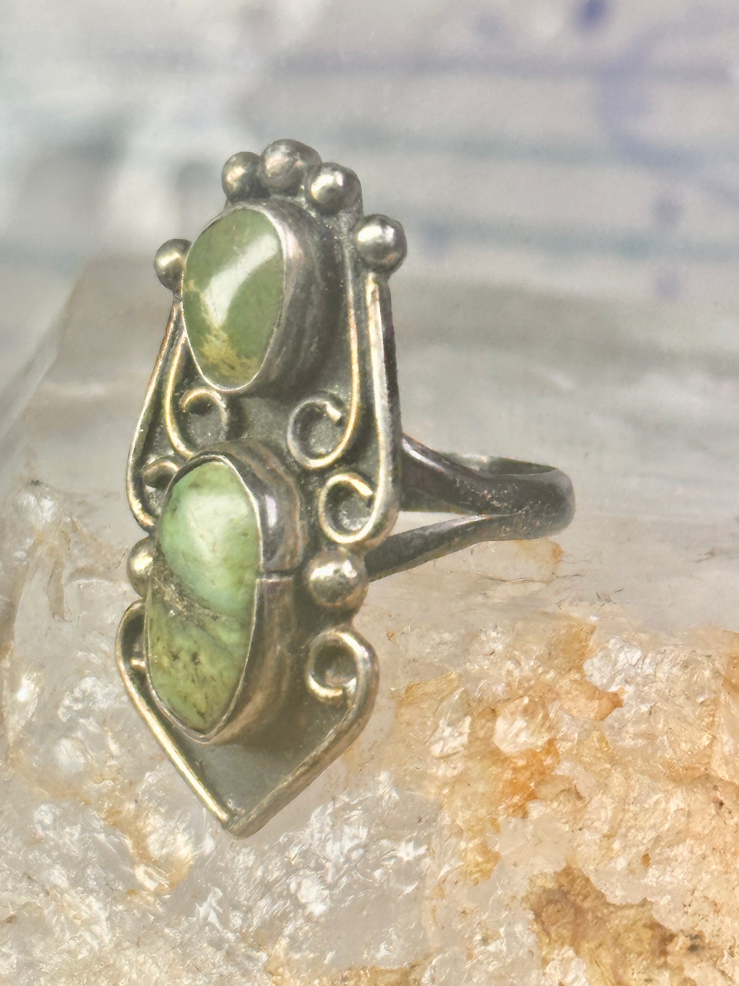 Navajo Ring green turquoise size 5.5 sterling silver women girls