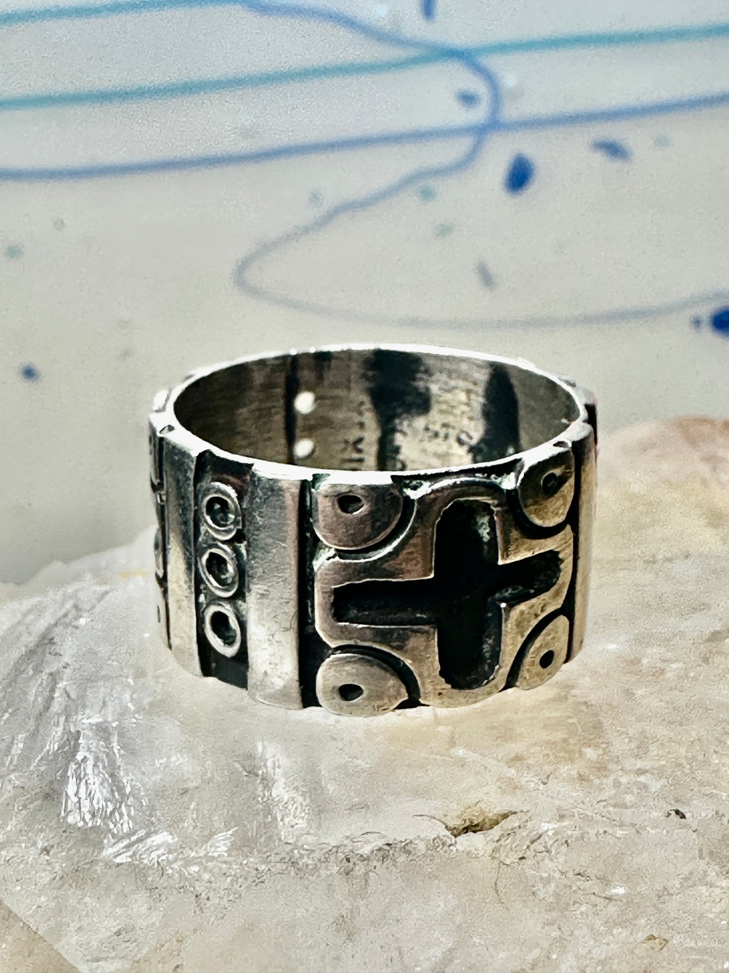 Mexican ring Aztec band size 9.50 sterling silver women men