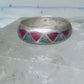 Zuni ring wedding band  sterling silver turquoise coral chips size 7.5 men women b
