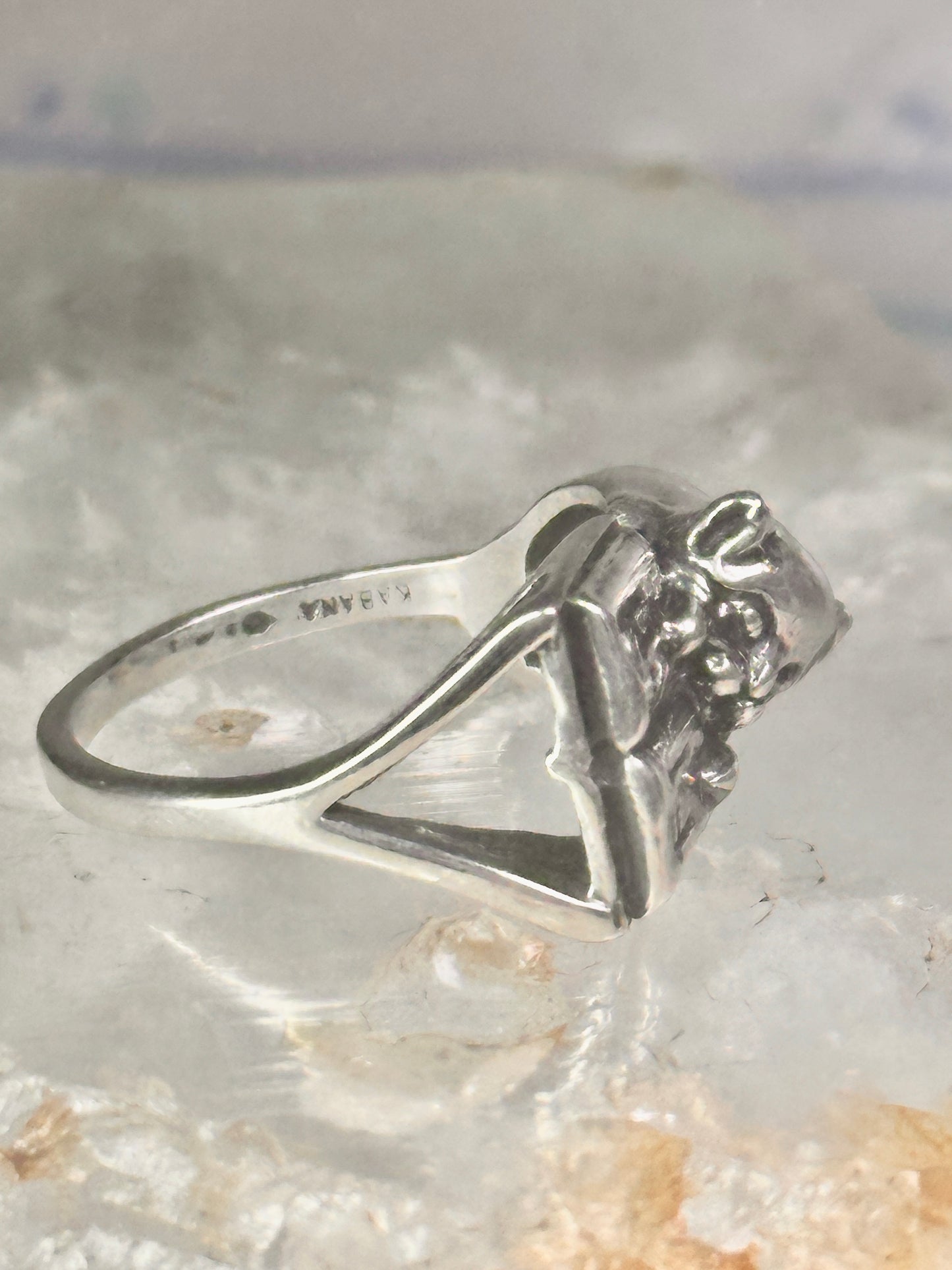 Cat Ring reading Fish Book Kabana size 7 sterling silver women girls