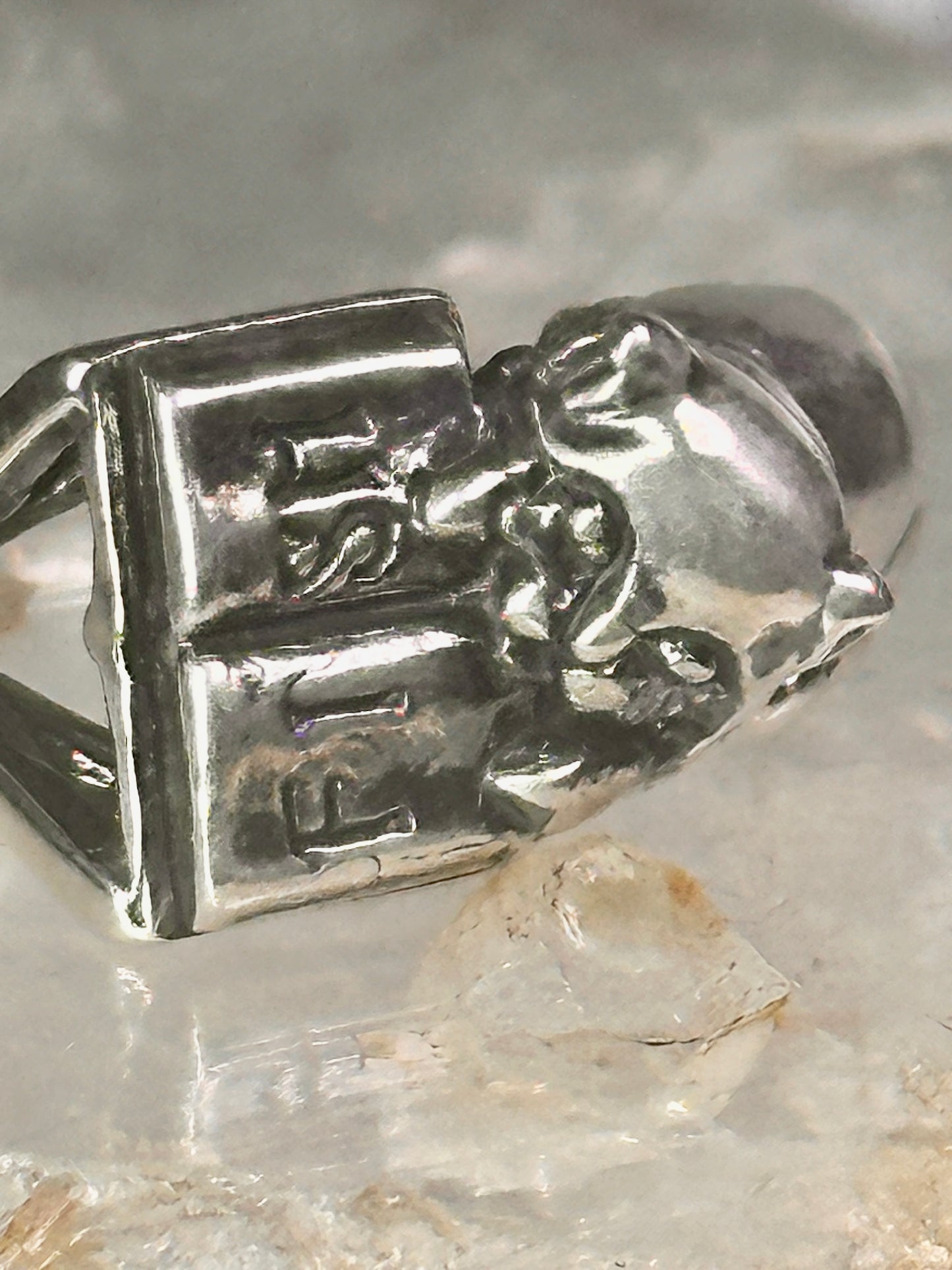 Cat Ring reading Fish Book Kabana size 7 sterling silver women girls