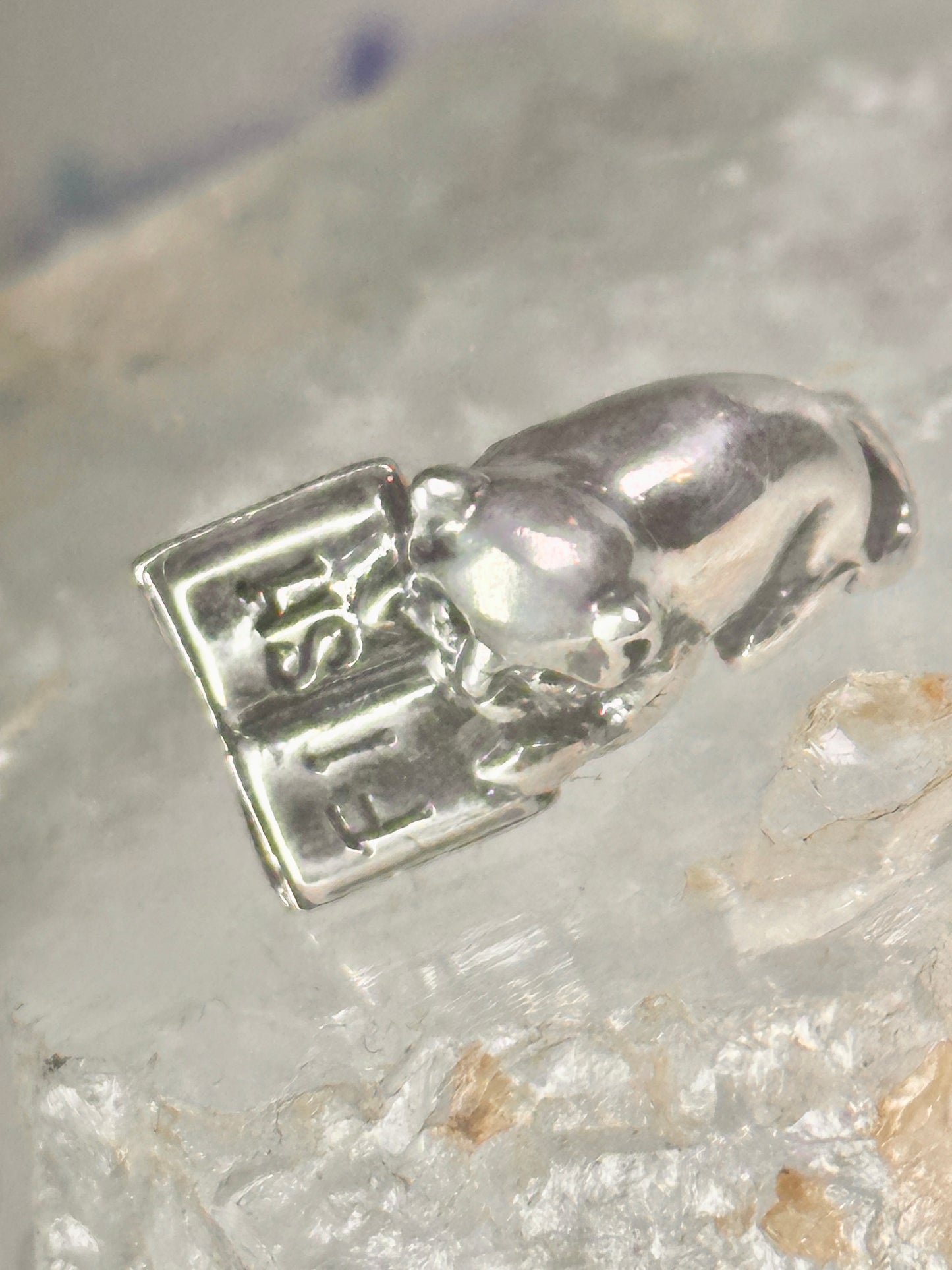Cat Ring reading Fish Book Kabana size 7 sterling silver women girls