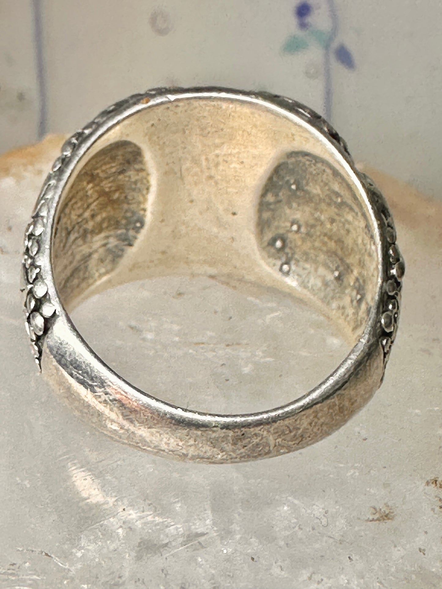 Turquoise ring southwestern leaves grape size 11 sterling silver women men