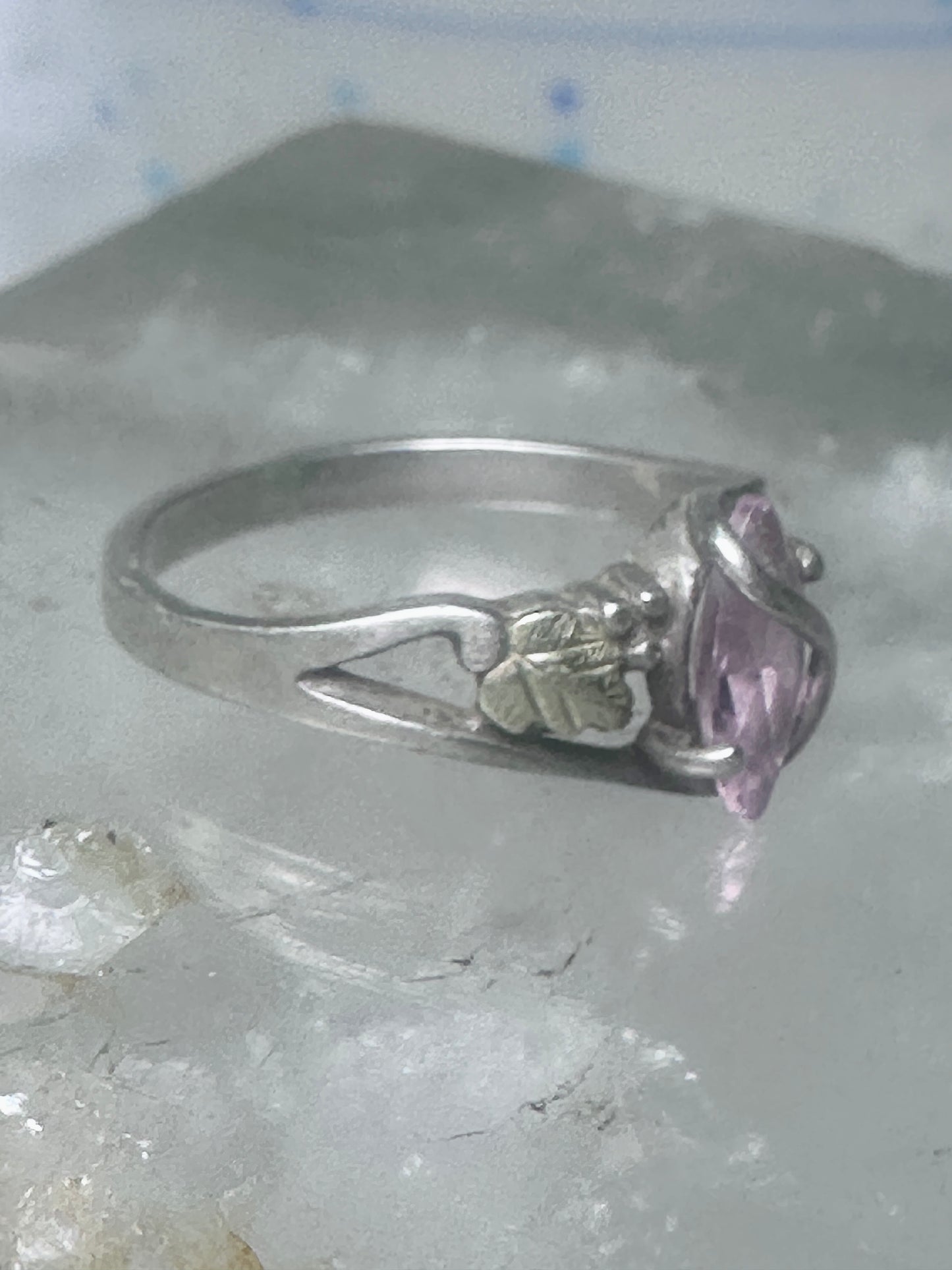Black Hills Gold ring pink ice sterling silver pinky CCO size 5.2 12K over sterling women
