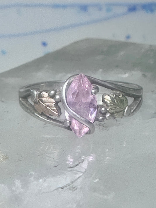 Black Hills Gold ring pink ice sterling silver pinky CCO size 5.2 12K over sterling women