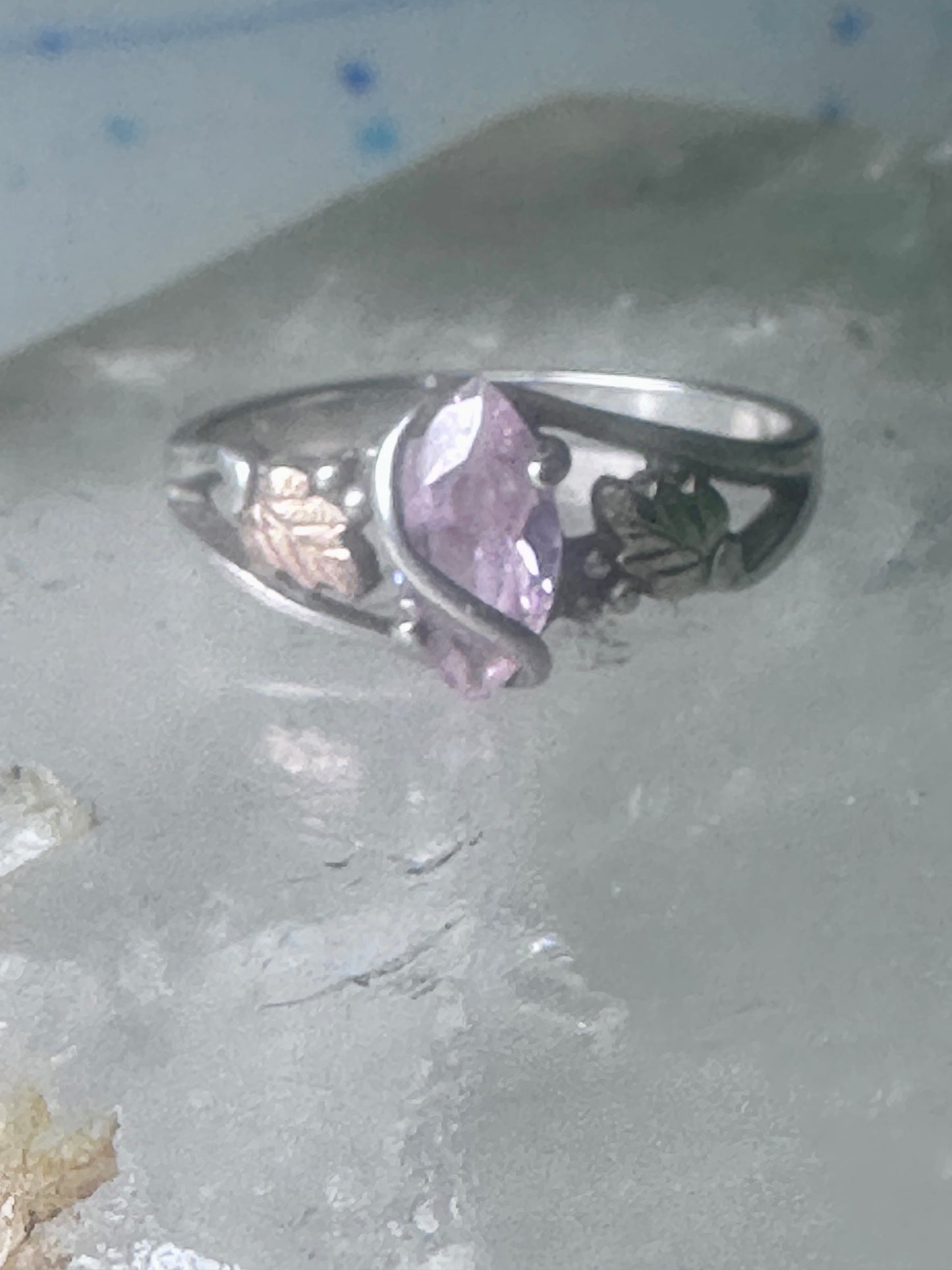 Black Hills Gold ring pink ice sterling silver pinky CCO size 5.2 12K over sterling women