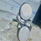 Vintage Navajo Double Mother of Pearl Long Sterling Silver Ring - Size 6 925