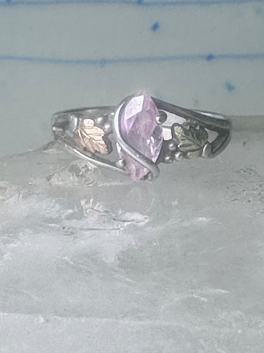Black Hills Gold ring pink ice sterling silver pinky CCO size 5.2 12K over sterling women