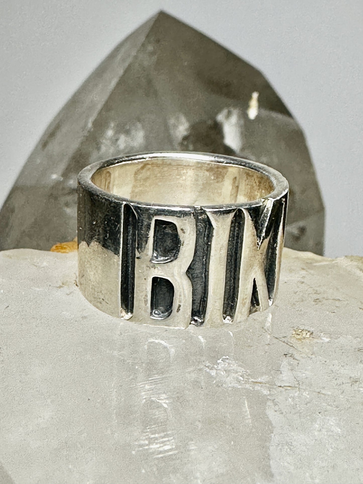 Biker ring Biker word band size 14.75 sterling silver men