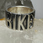 Biker ring Biker word motorcycle band size 8 sterling silver women men