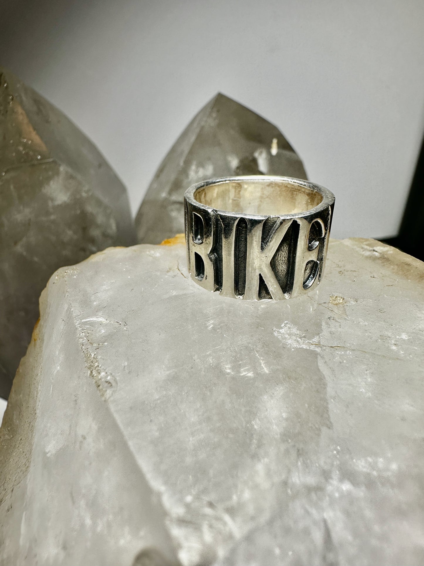 Biker ring Biker word band size 14.75 sterling silver men