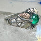 Black Hills Gold ring green floral leaves band size 5.5 sterling silver women 12K