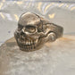 Skull ring biker band jaw moves a little size 13.50 figurative sterling silver men