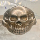 Skull ring biker band jaw moves a little size 13.50 figurative sterling silver men