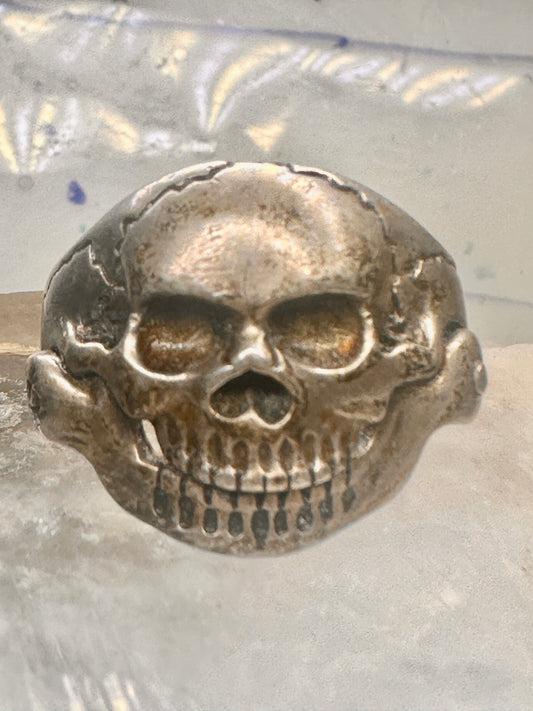 Skull ring biker band jaw moves a little size 13.50 figurative sterling silver men