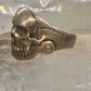 Skull ring biker band jaw moves a little size 13.50 figurative sterling silver men