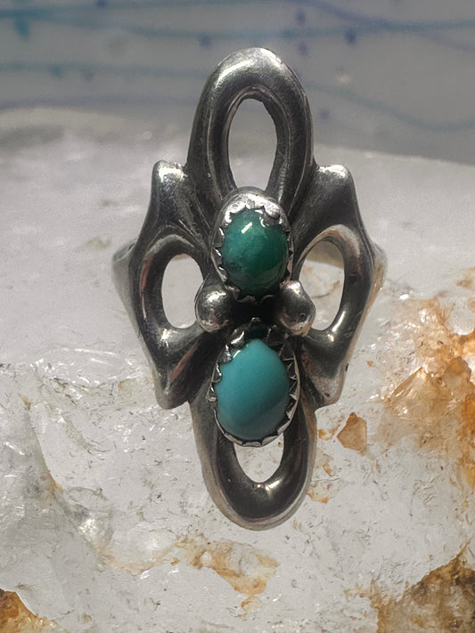 Navajo Sandcast Ring Turquoise size 5 sterling silver women girl