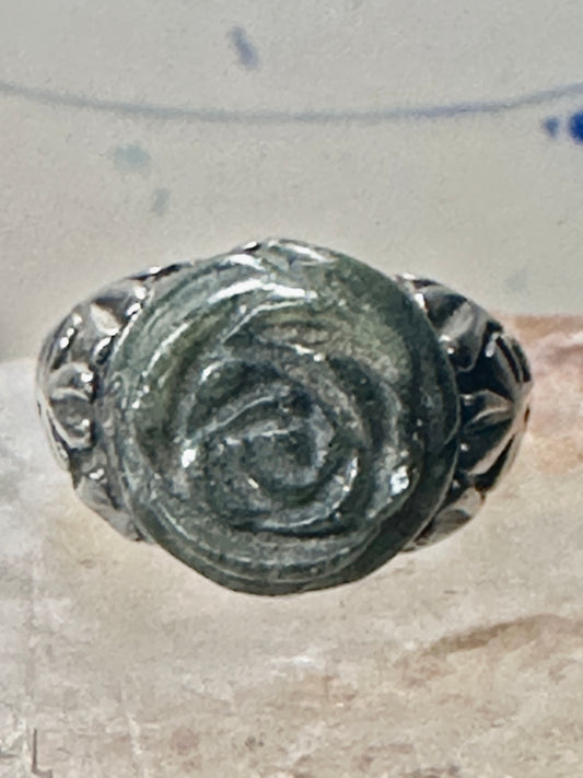 Rose ring Irish connemara marble marble floral size 7 sterling silver women 6.8g