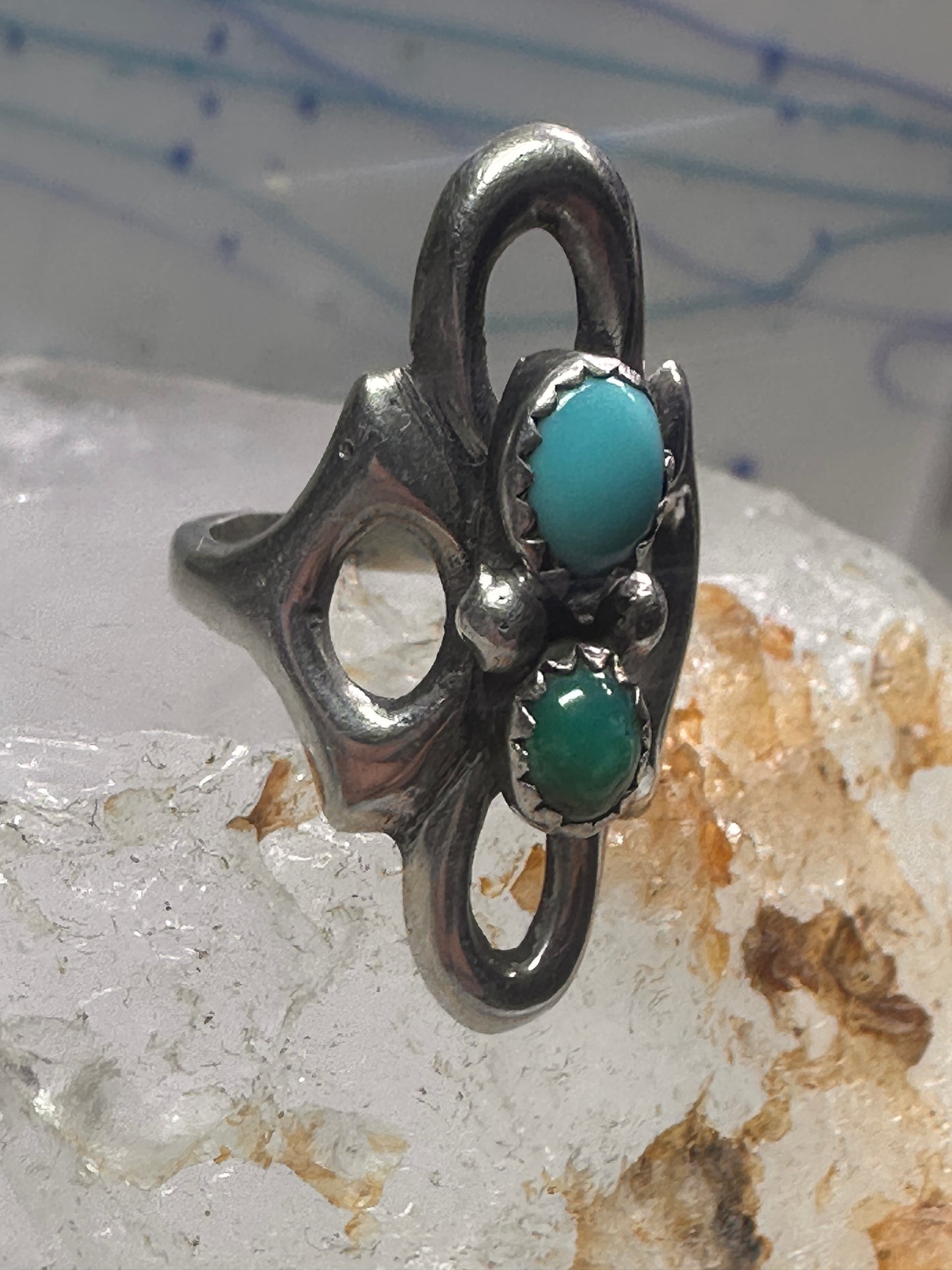 Navajo Sandcast Ring Turquoise size 5 sterling silver women girl