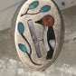Woodpecker ring Native American turquoise leaves coral onyx size 11.50 sterling silver women men&nbsp;