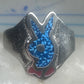 Vintage Sterling Silver Playboy Bunny Inlay Ring - Size 10.5 925