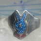 Vintage Sterling Silver Playboy Bunny Inlay Ring - Size 10.5 925