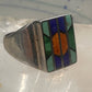 Navajo Ring turquoise spiny oyster lapis malachite inlay size 9 sterling silver women men