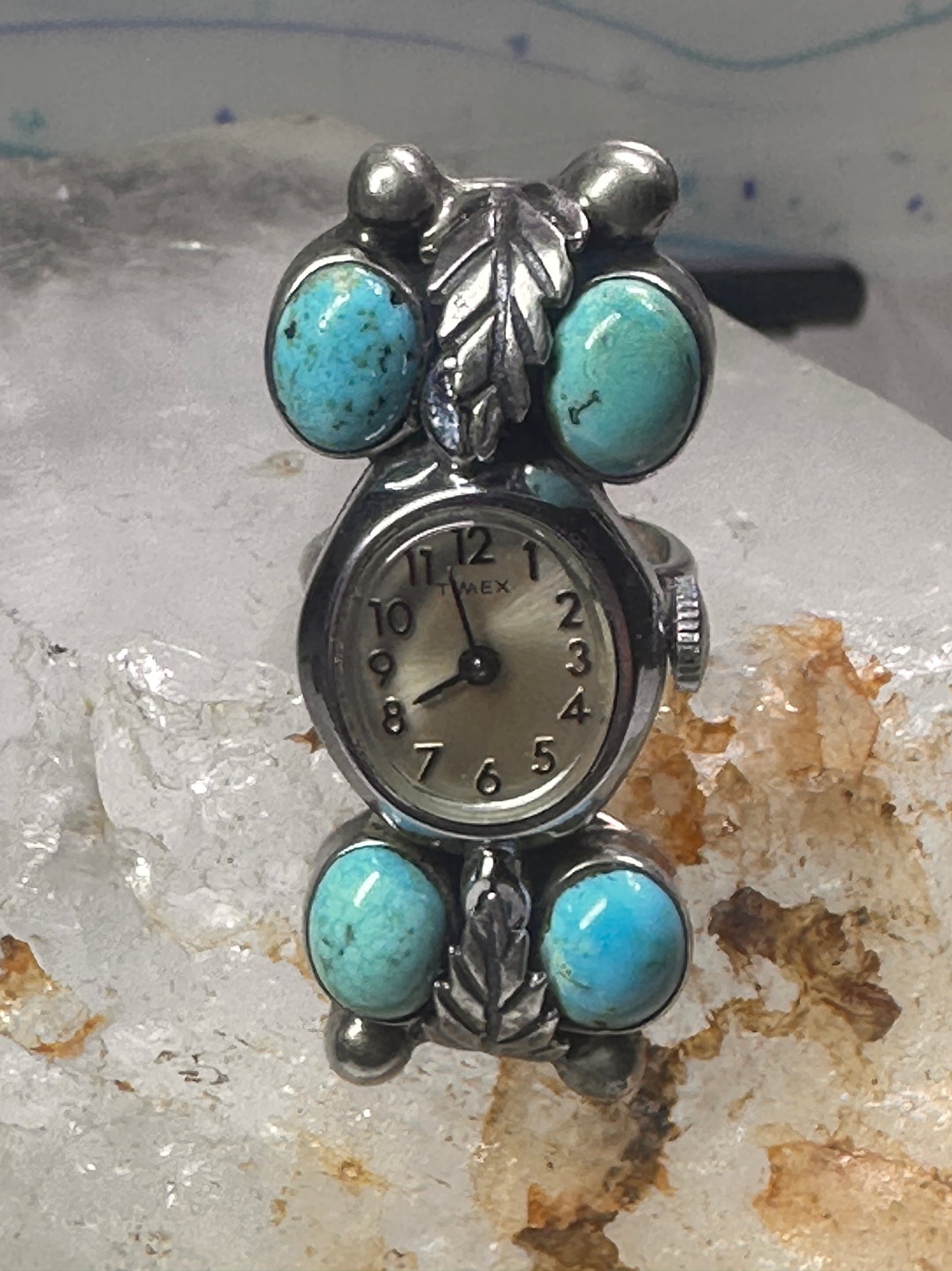 Navajo Watch Ring Turquoise size 5 sterling silver women