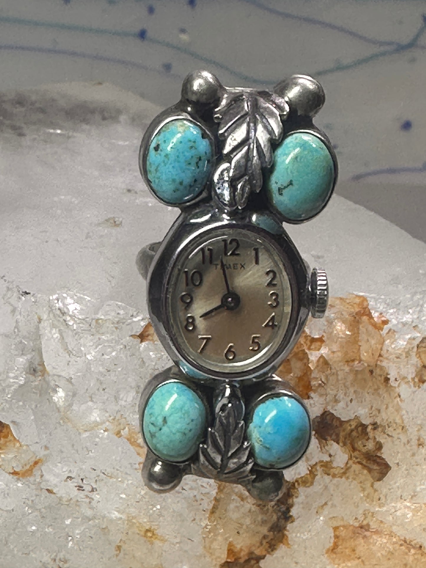 Navajo Watch Ring Turquoise size 5 sterling silver women