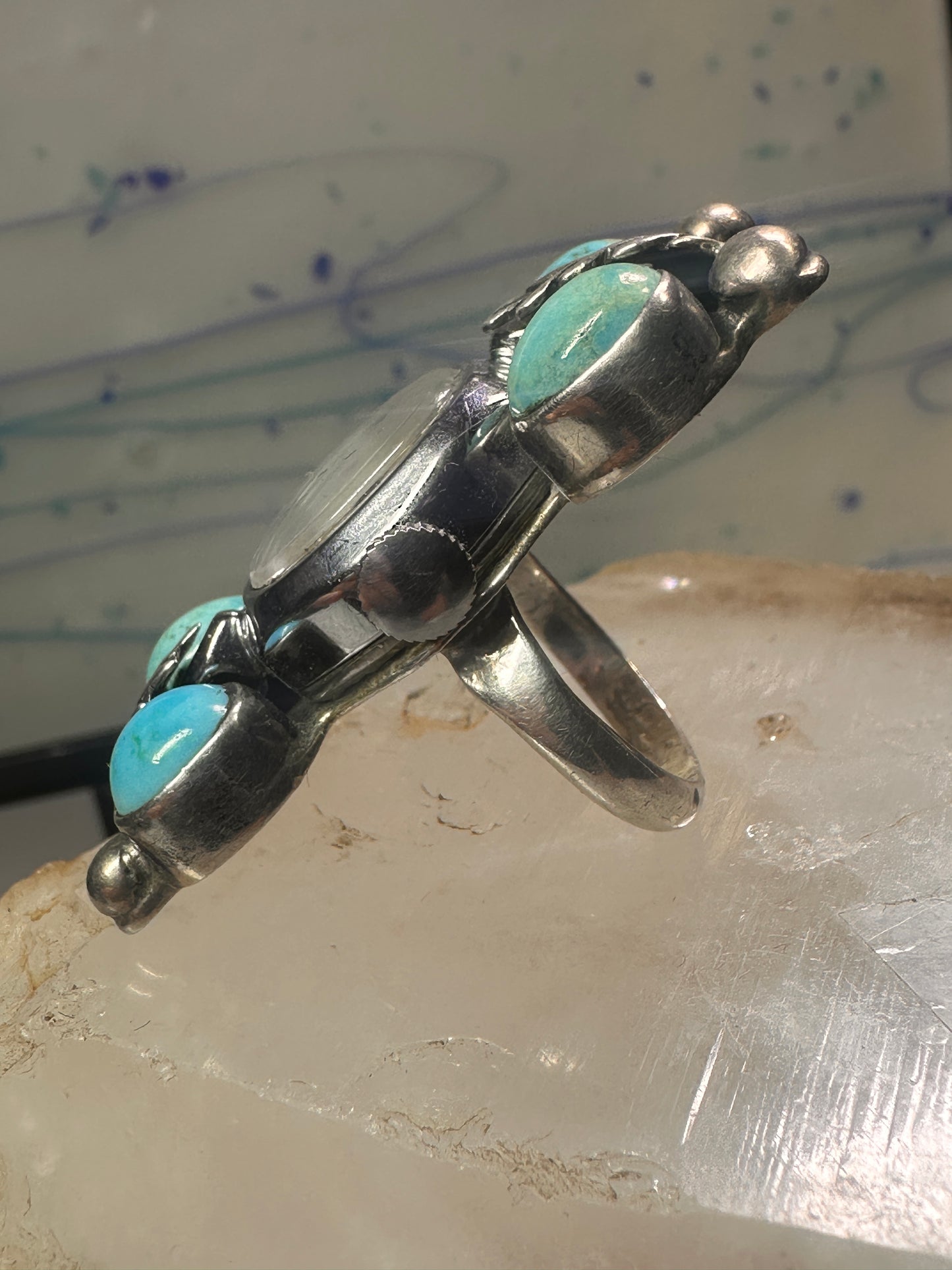 Navajo Watch Ring Turquoise size 5 sterling silver women