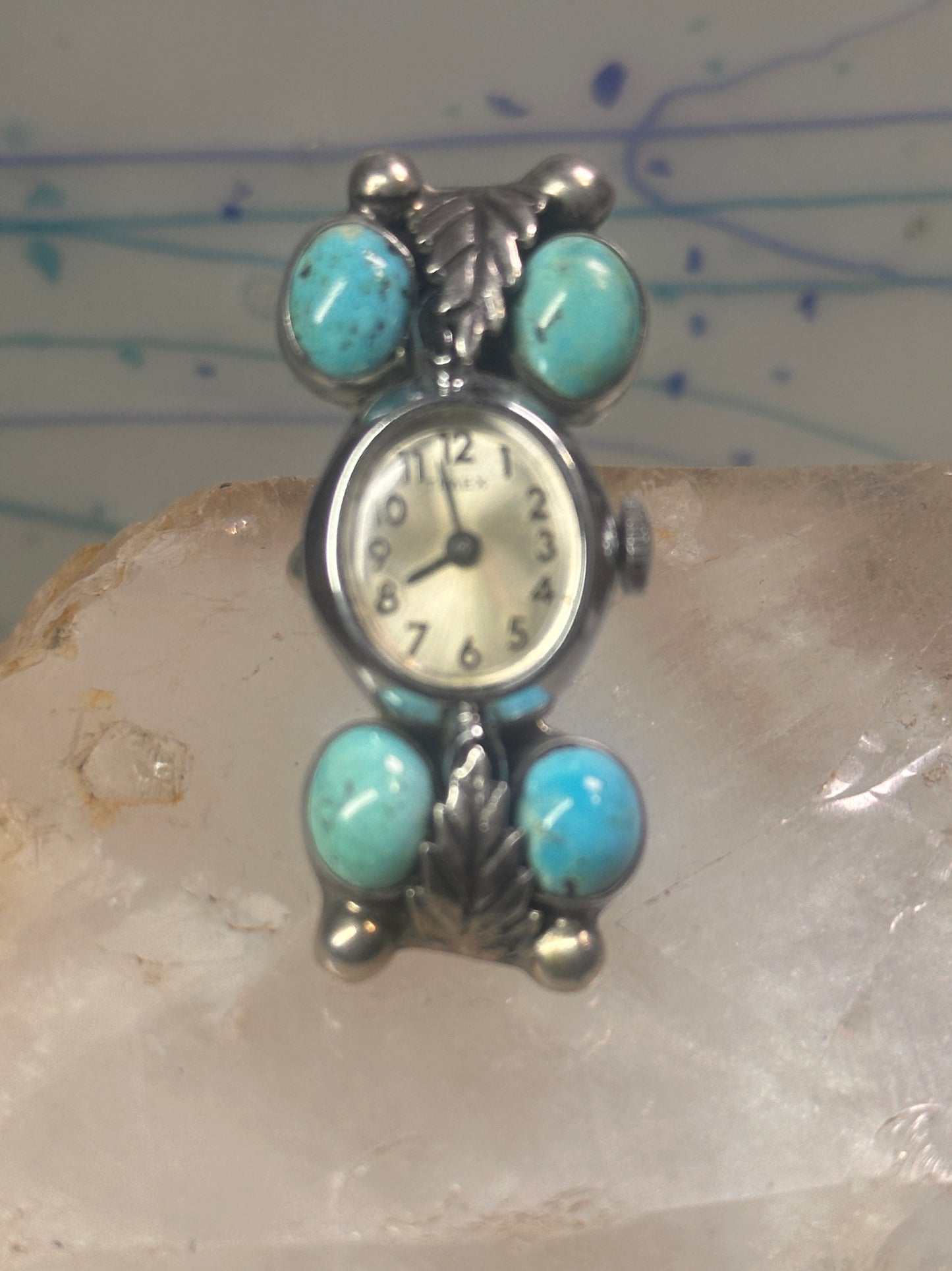 Navajo Watch Ring Turquoise size 5 sterling silver women