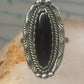 Navajo Ring Long Onyx size 6.5 sterling silver women girls signed LY