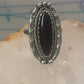 Navajo Ring Long Onyx size 6.5 sterling silver women girls signed LY