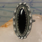 Navajo Ring Long Onyx size 6.5 sterling silver women girls signed LY