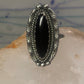 Navajo Ring Long Onyx size 6.5 sterling silver women girls signed LY