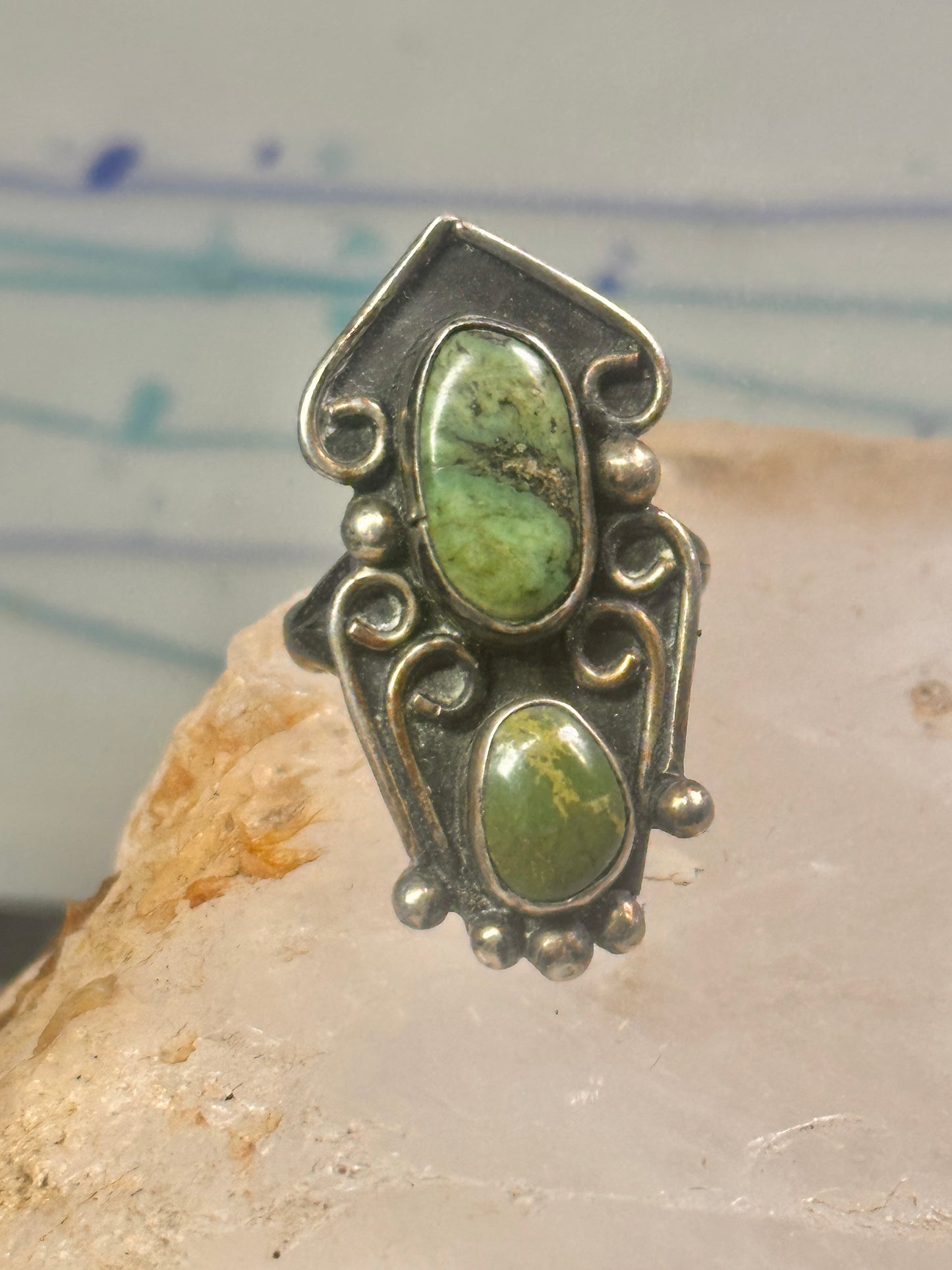 Navajo Ring green turquoise size 5.5 sterling silver women girls