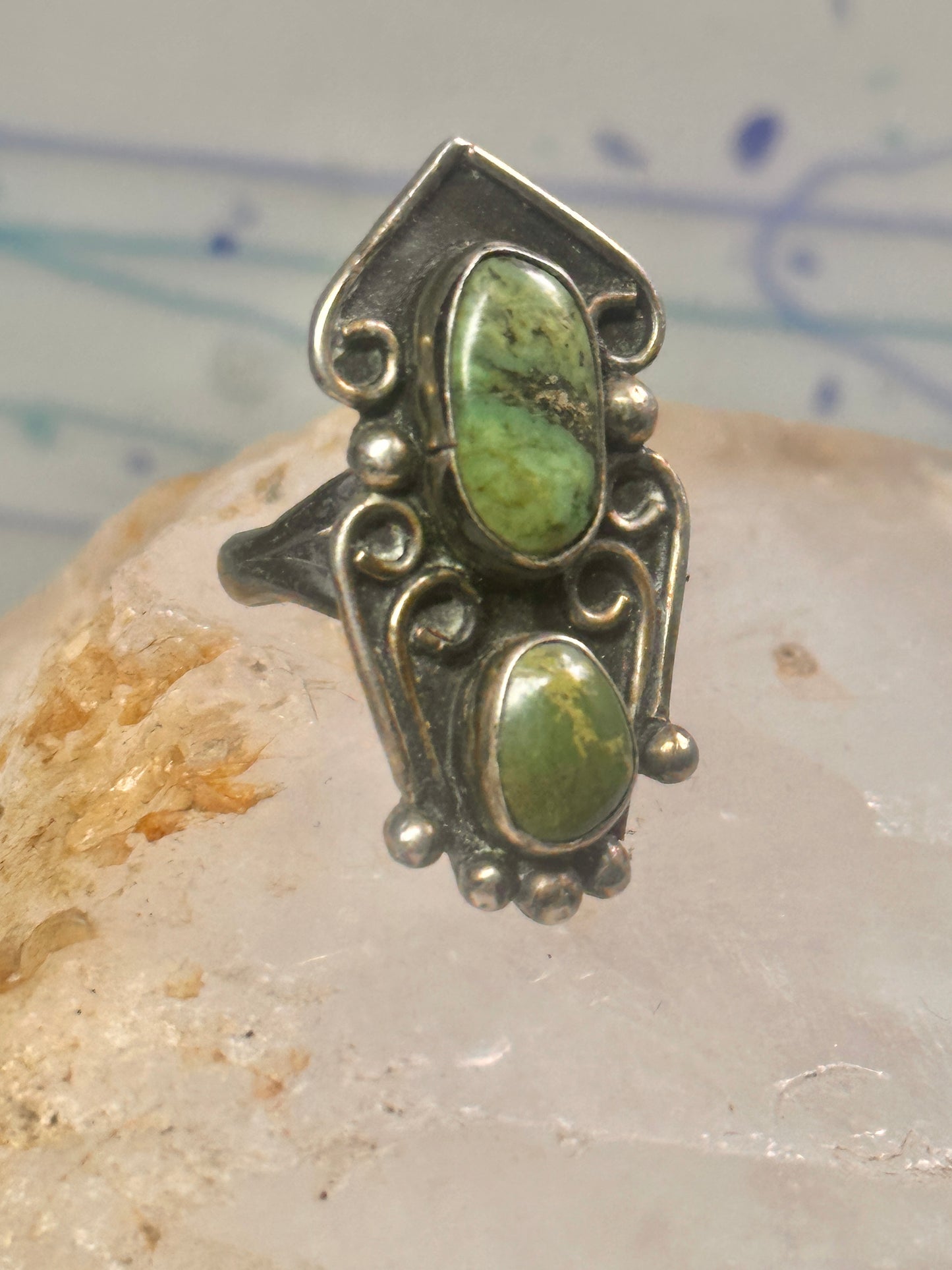 Navajo Ring green turquoise size 5.5 sterling silver women girls